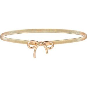 1 Pc Bow Belts For Women, Skinny Gold Belt Waist Belt, Stretchy Bow Metal Chain
